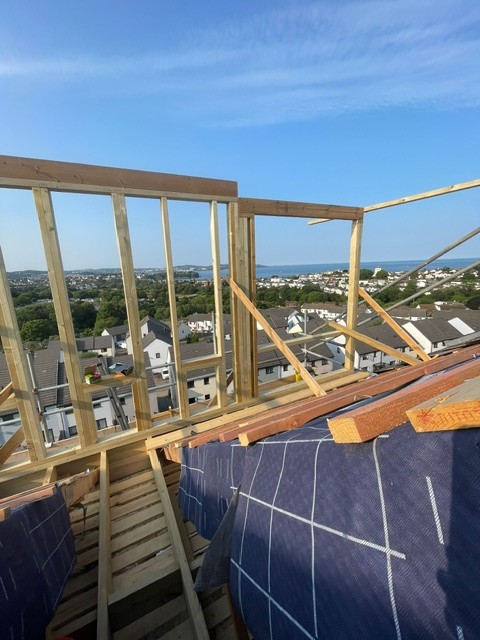New roof framing begins